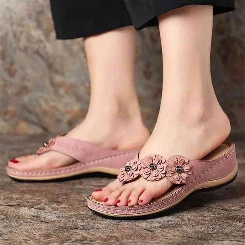 Tongs vintage compensées d'été sandales décontractées pour femmes