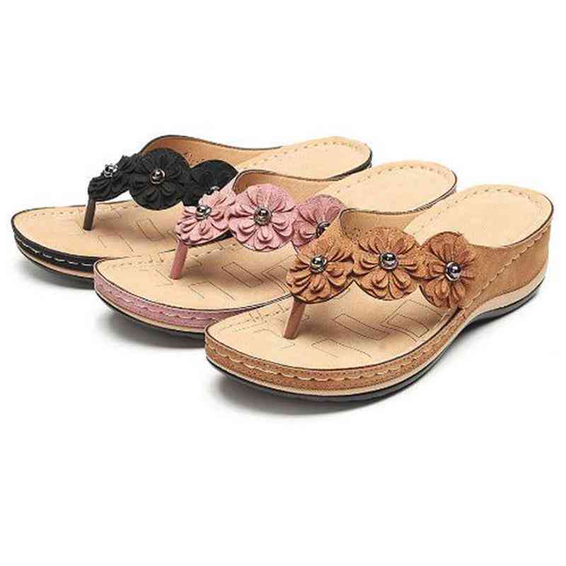 Tongs vintage compensées d'été sandales décontractées pour femmes