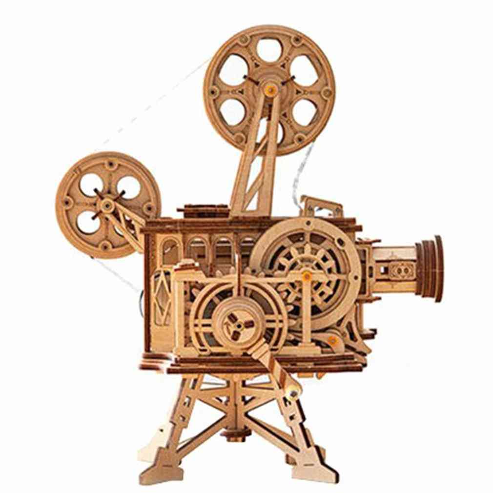 Manovella, proiettore di film 3D, trattore in legno, kit di costruzione di modelli giocattolo