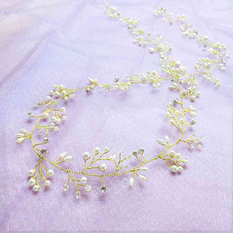Crystal Pearl Hair Belt For Brides Wedding Accessories