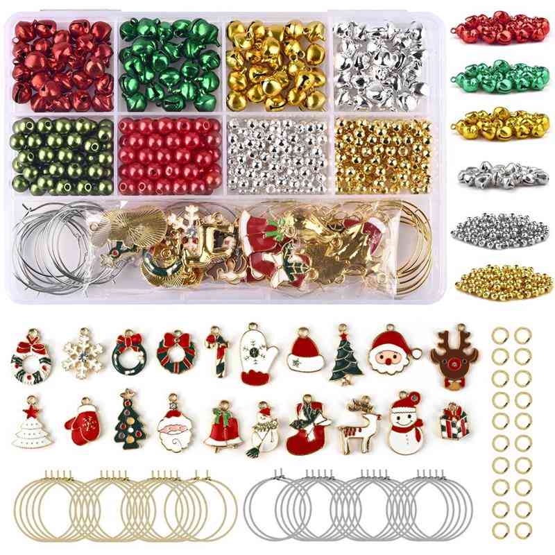 Julegave DIY legering vedhæng charms, øreringe kroge & små klokker smykker gør kits