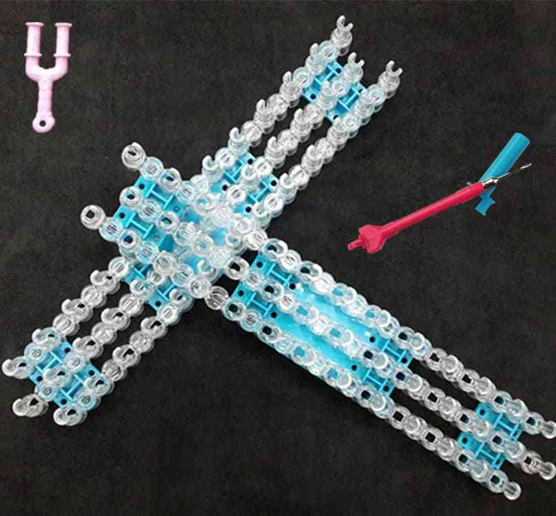 Rubber Band Loom Weaver Kit For Diy Elongated Knitting Machine, Bracelets Weaving Frame Bands Hook Arts Crafts