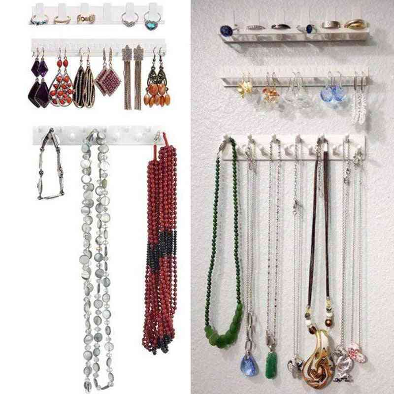 Adhesive Jewelry Display, Earring Ring Rack, Sticky Hooks, Storage Holder