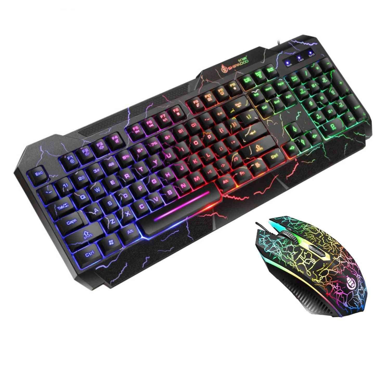 Keyboard And Mouse Combo, Usb Wired Gaming Kit, Rgb Led Luminous Set