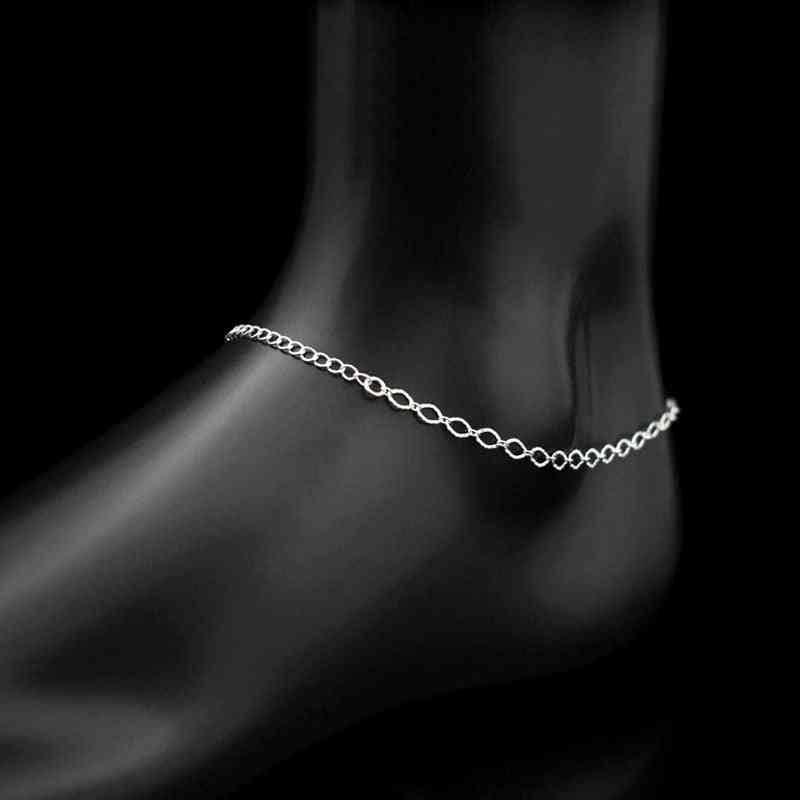 Sterling Silver Simple Chain Anklets Jewelry