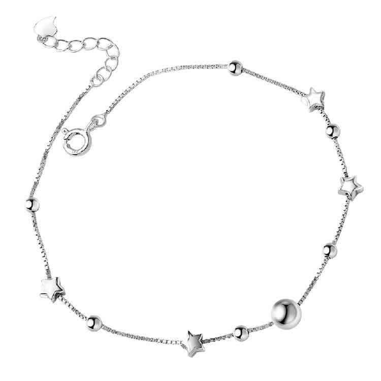 Sterling Silver Star Chain Anklet Or Women Foot Jewelry