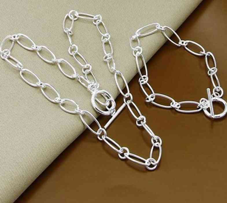 925 Silver Necklace Bracelet Jewelry Set