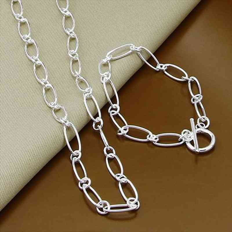 925 Silver Necklace Bracelet Jewelry Set