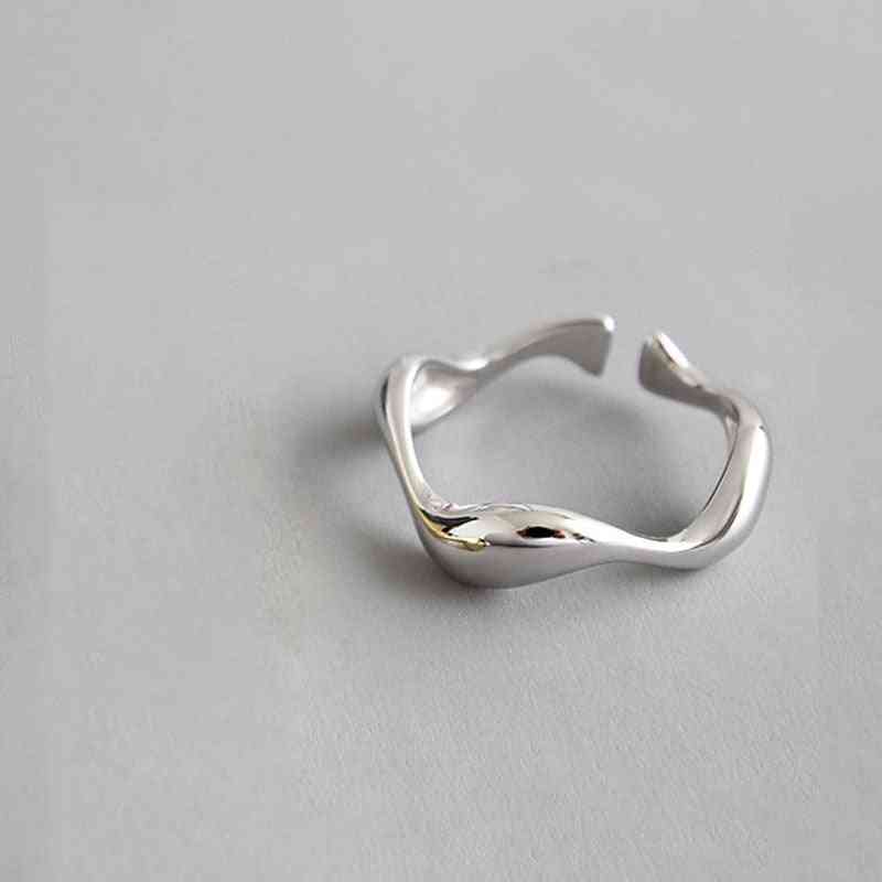 925 Sterling Silver Creative Handmade Irregular Wave Smooth Rings