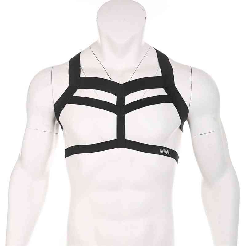 Harness Halter, Neck Elastic Hollow Out, Wide Straps & Lingerie, Body Chest Costume