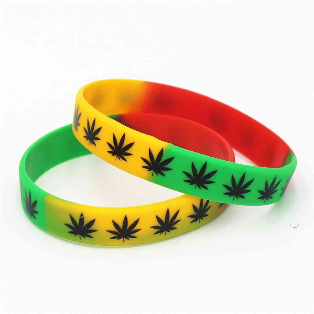 Leaves Jamaica Weed Rasta Reggae Silicone Bracelet