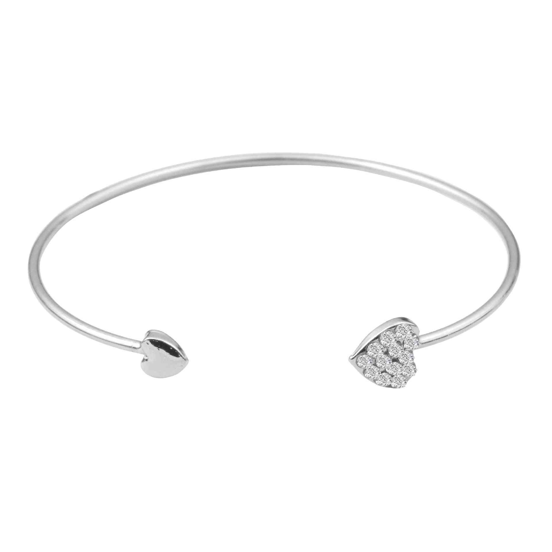 Adjustable Double-heart Bow, Crystal Cuff, Opening Bracelet