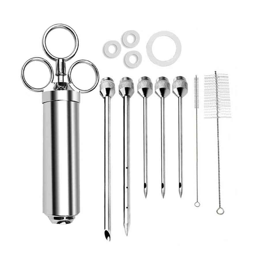Premium Bbq Accessories, Meat Injector Kit With Oil Bottle Brush Marinade Needles