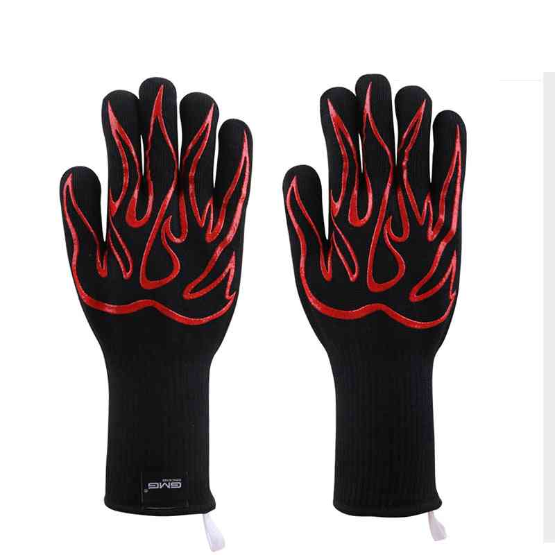 Bbq Grill, Heat Resistant, Silicone Non-slip, Cooking Barbecue, Oven Gloves