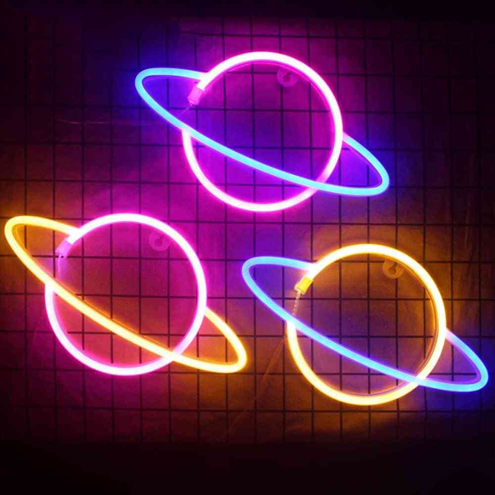 Led Neon Lamp Elliptical Planet Shaped Sign Decorative Lighting