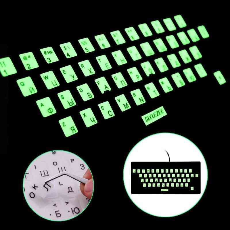 Sr Luminous Waterproof Russian Language Keyboard Stickers Protective Film