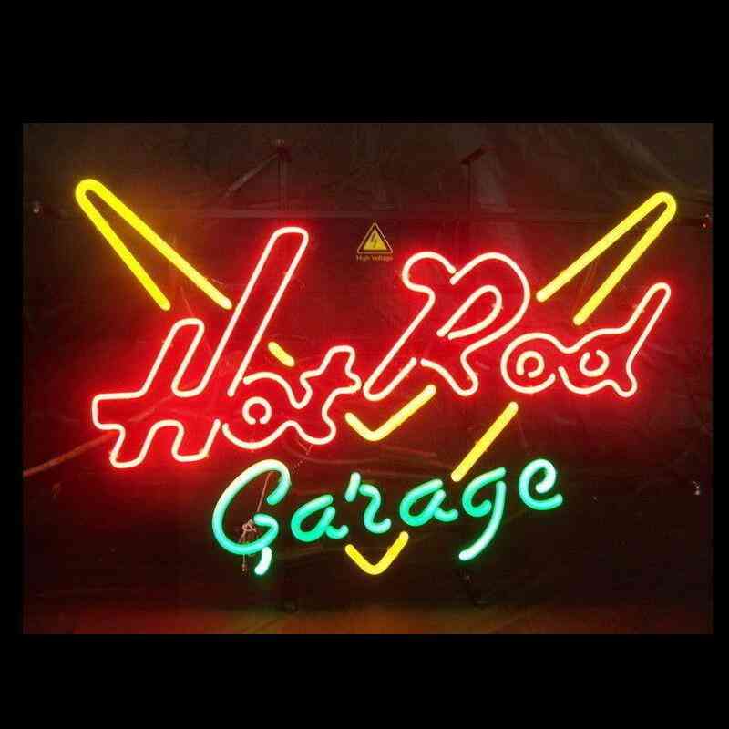 Hot rod garage glazen neonlichtbord