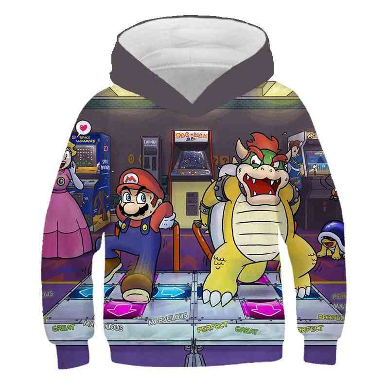 3d Print, Super Mario Cartoon Hooded Sweatshirt For Boy Set-8
