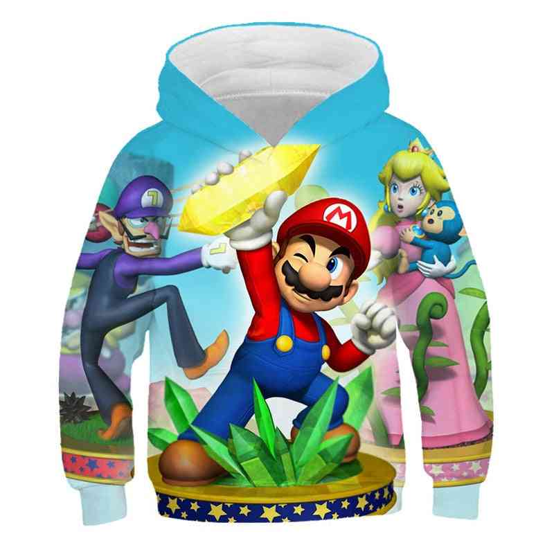 3d Print, Super Mario Cartoon Hooded Sweatshirt For Boy Set-10