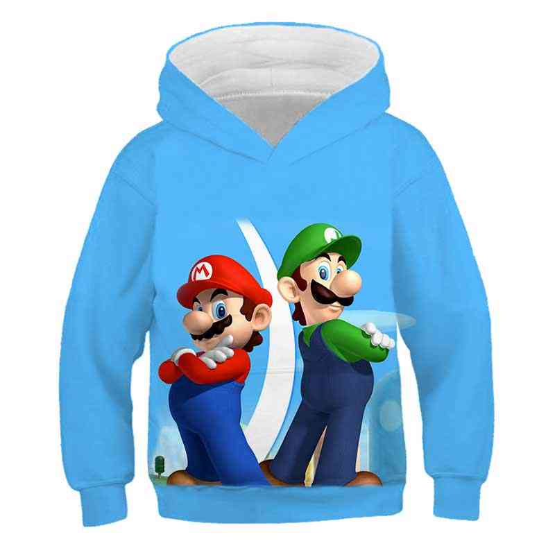 3d Print, Super Mario Cartoon Hooded Sweatshirt For Boy Set-11