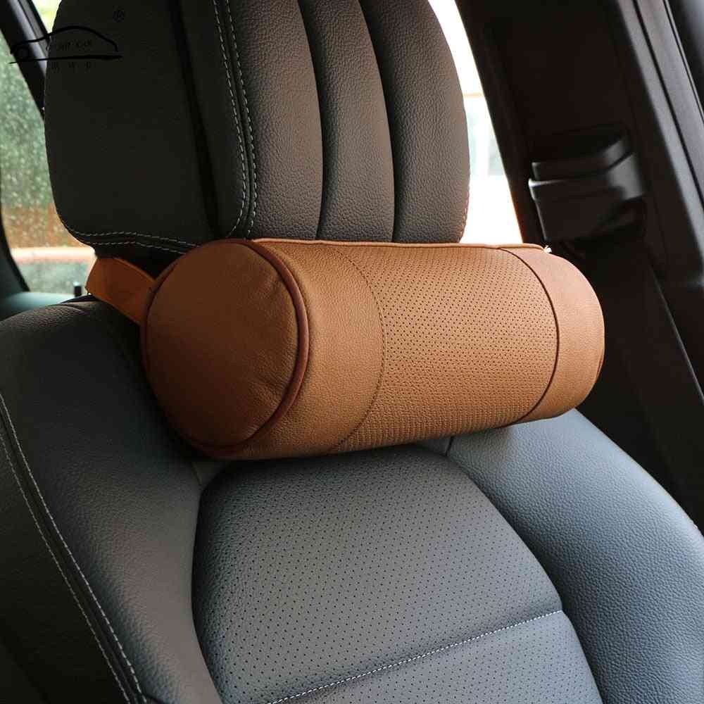 Memory Foam Neck Pillow, Genuine Leather - Car Accessories