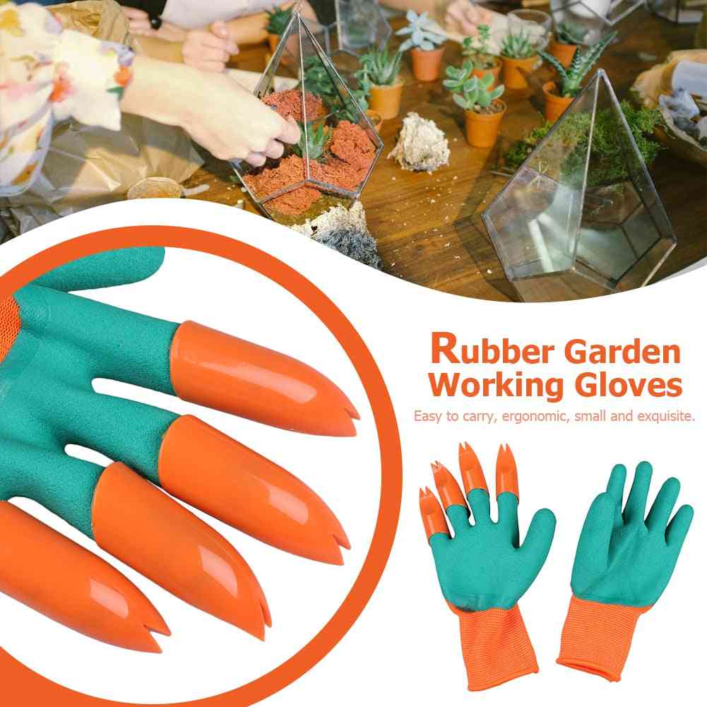 Garden Rubber Gloves With Claws For Dig, Plant, Rose Planting Pruning, Digging Gardening Tool