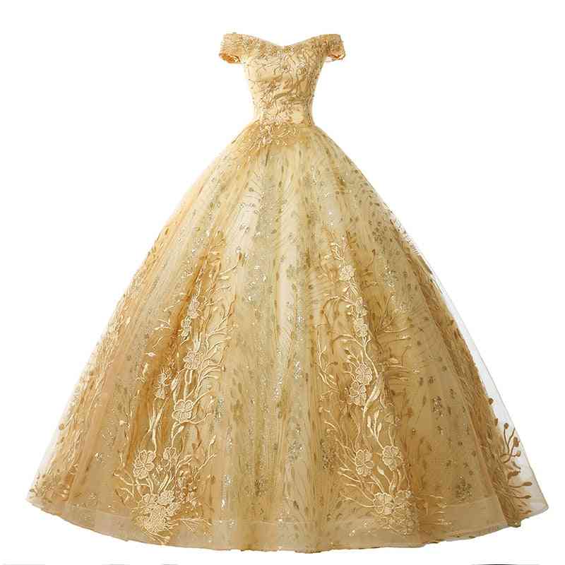 Women's Luxury Appliques Formal Ball Gown, Vintage Dress