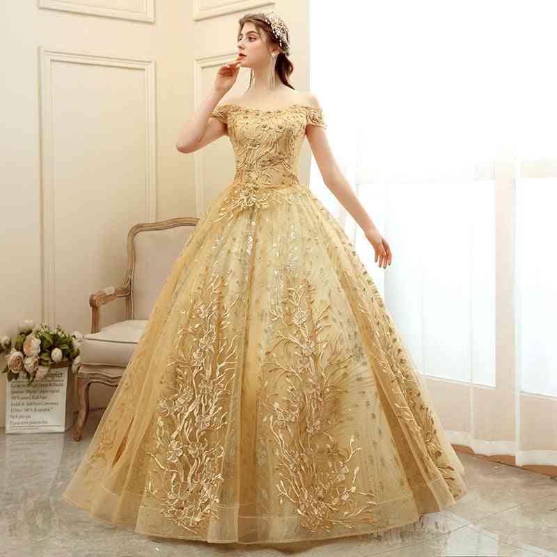 Women's Luxury Appliques Formal Ball Gown, Vintage Dress