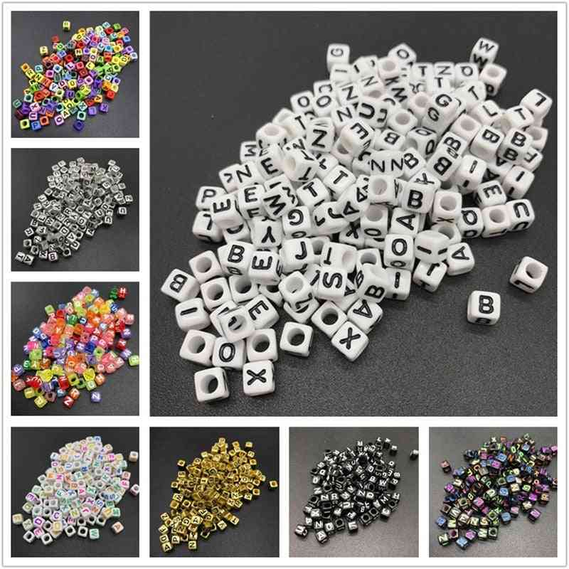 Mix Letter Square Alphabet Beads For Jewelry Making