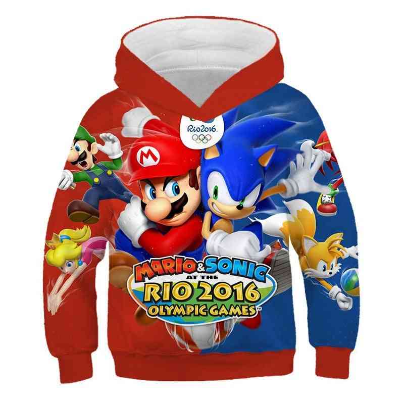 Fashion Print Super Mario, Hoodie Sweatshirts For