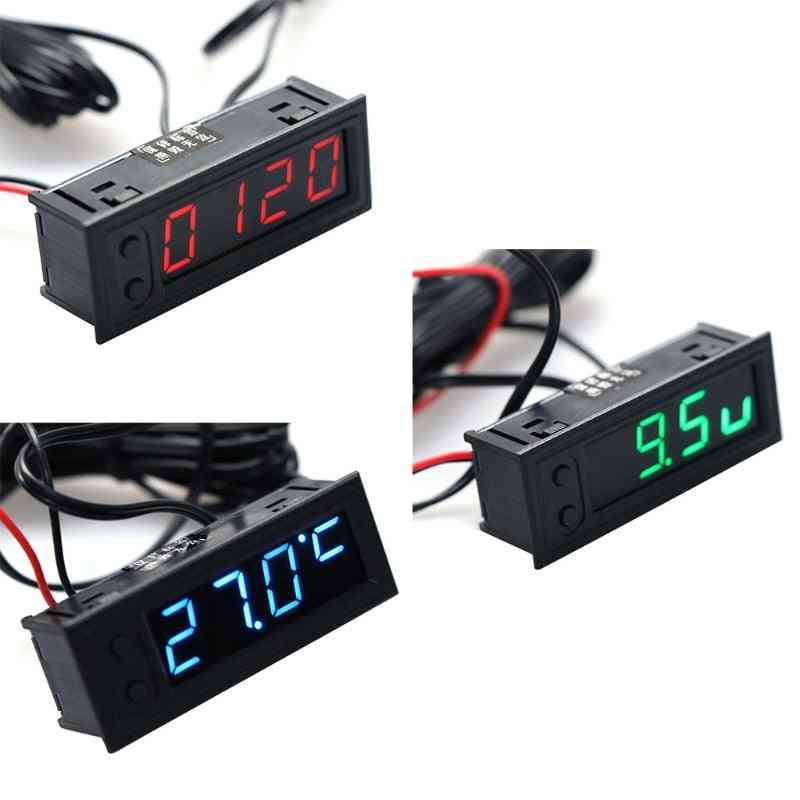 Multifunction High-precision Clock Inside And Outside Car Temperature Monitor Panel Meter