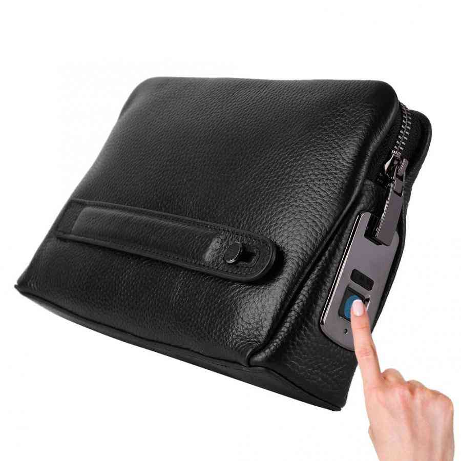 мъжки портфейл с цип с цип, интелигентна чанта за защита срещу кражба на пръстови отпечатъци