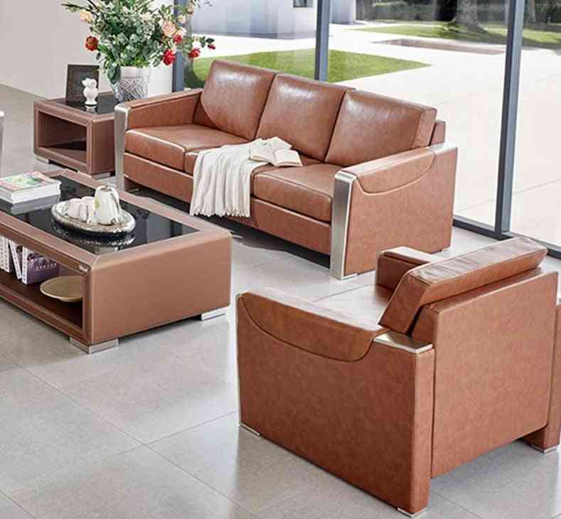 Genuine Leather- Luxury Office, Living Room, Sofa & Coffee Table Set