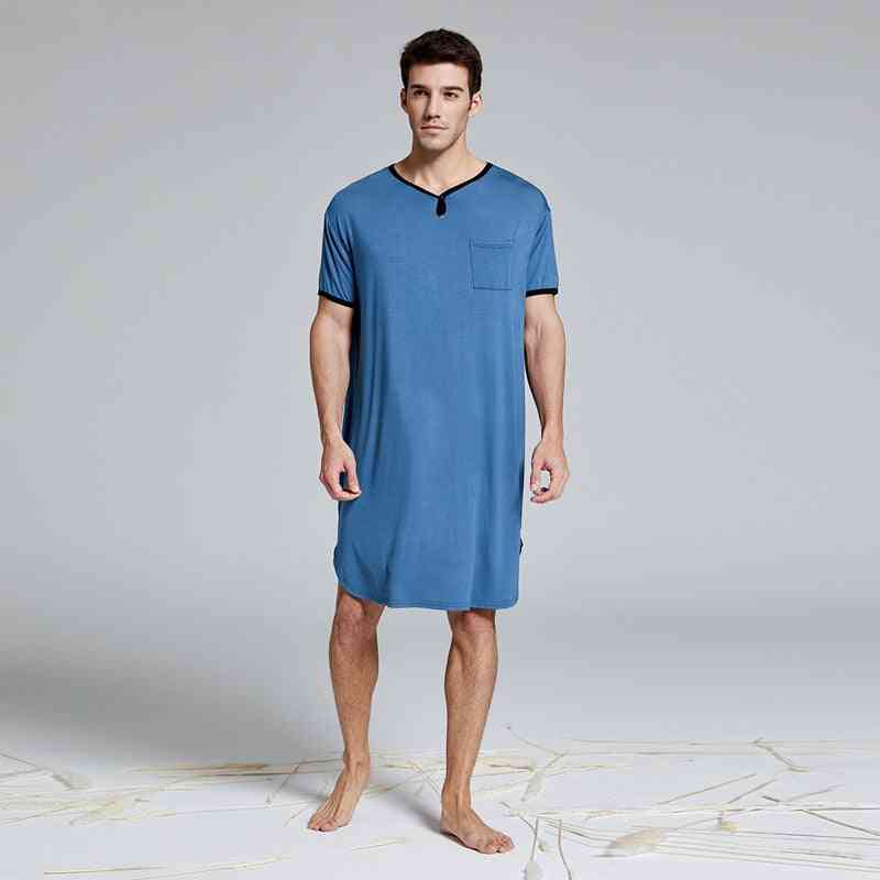 Camisola masculina de mangas curtas grande e alta, camisa de dormir