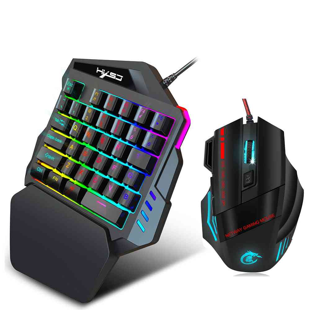 Single Hand One-handed, Gaming Keyboard 35 Keys With Rgb Backlit