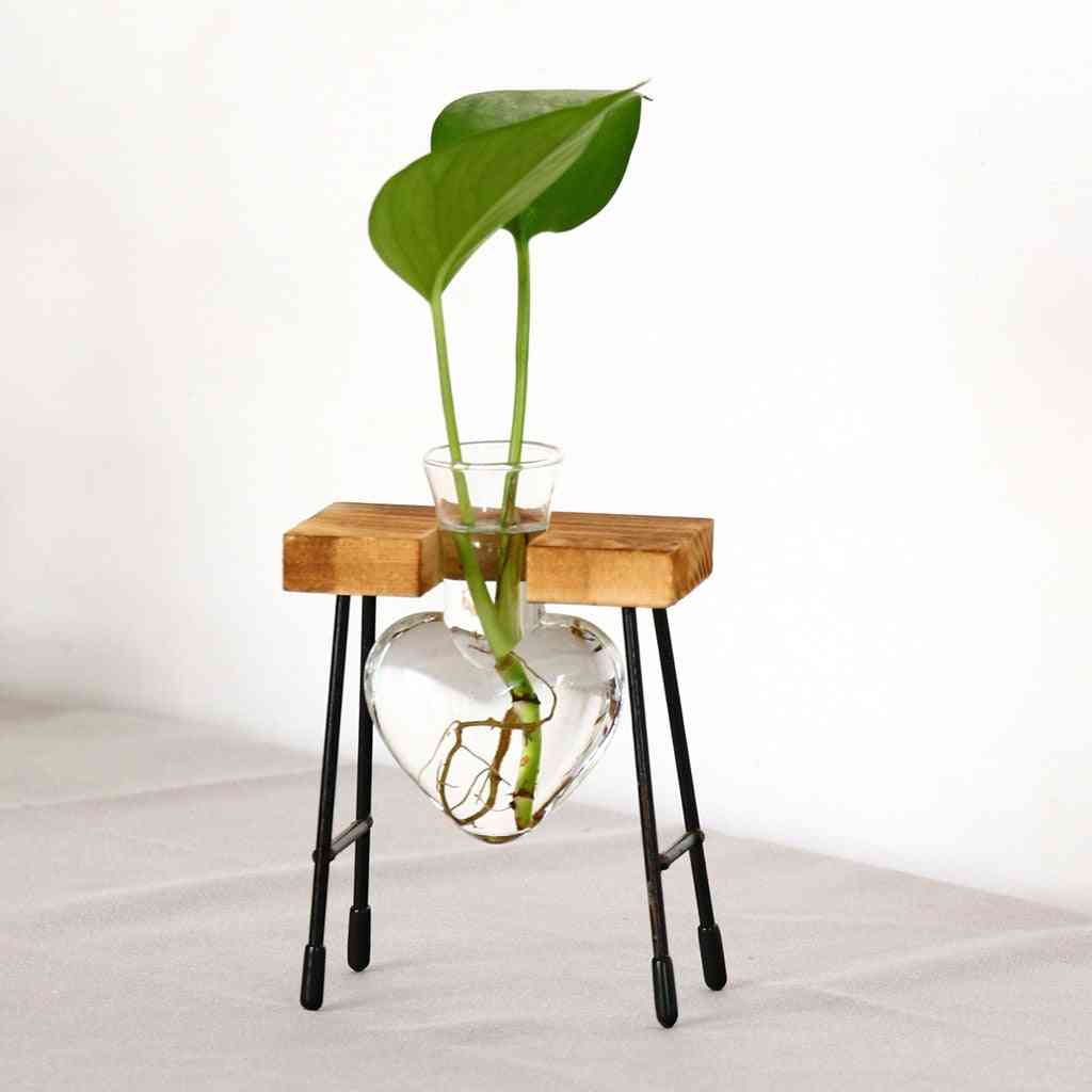 Décoration de cadre en bois de vase de plante hydroponique créative de terrarium