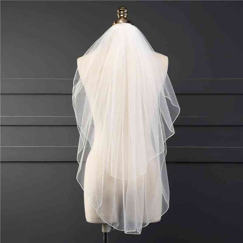 Two Layer Veil With Comb, Soft Tulle Short Woman Bridal Veils