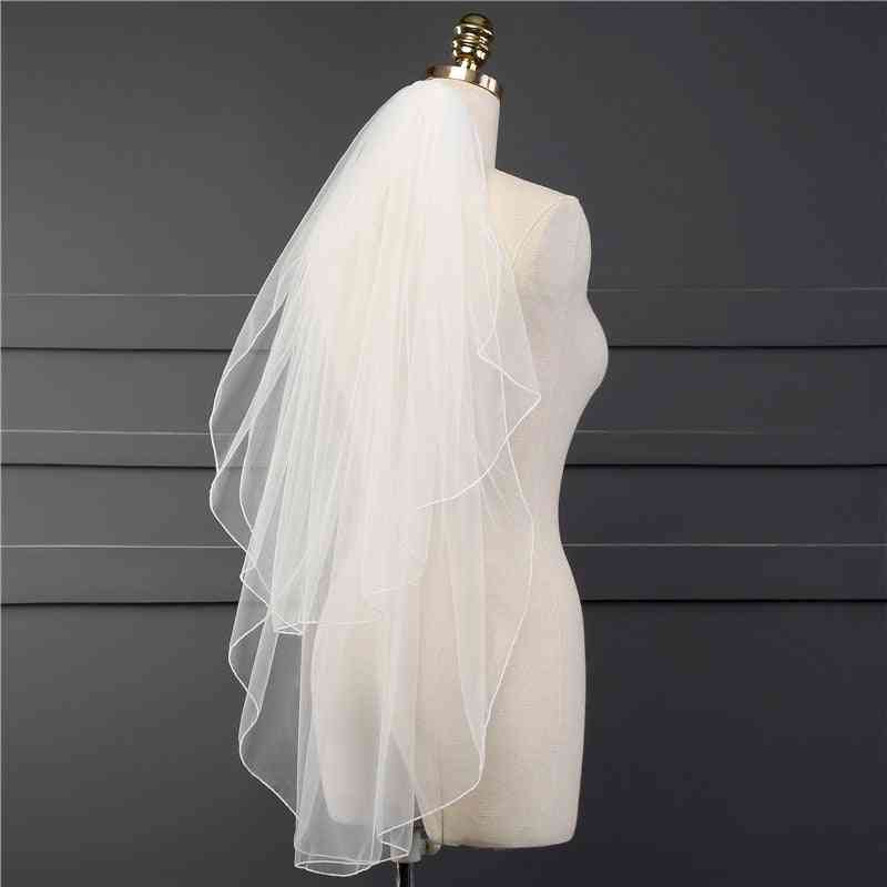 Two Layer Veil With Comb, Soft Tulle Short Woman Bridal Veils