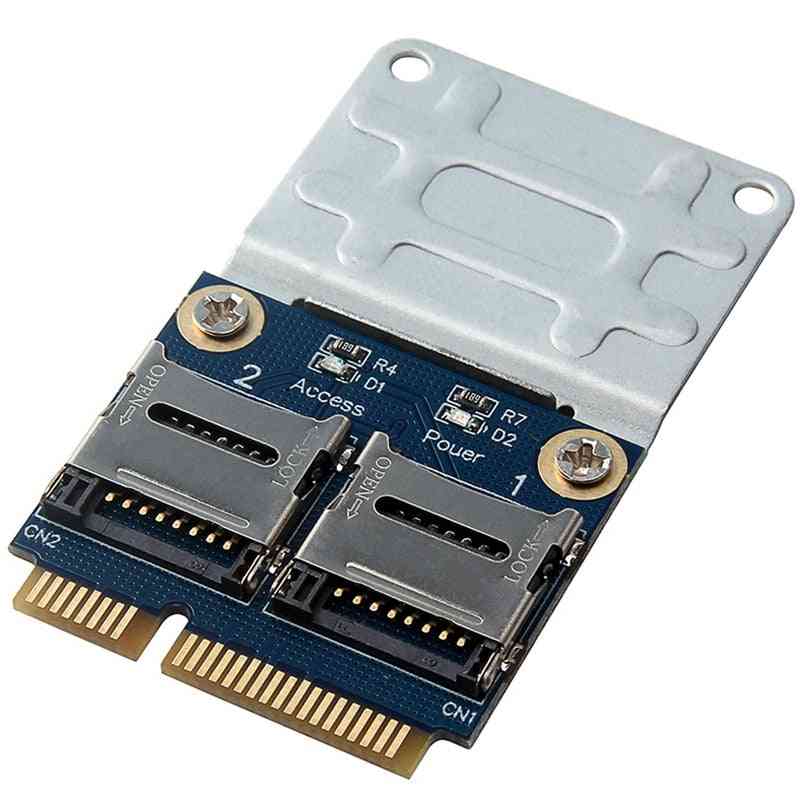 Mini pcie hukommelseskortlæser mpcie til 2 mini-sdcard, pci-e adapter