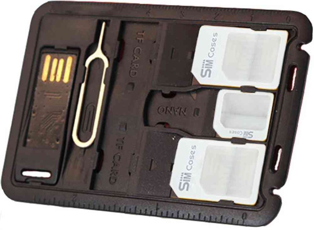 5 In 1 Universal Mini Sim Card Adapter Storage Case Kits