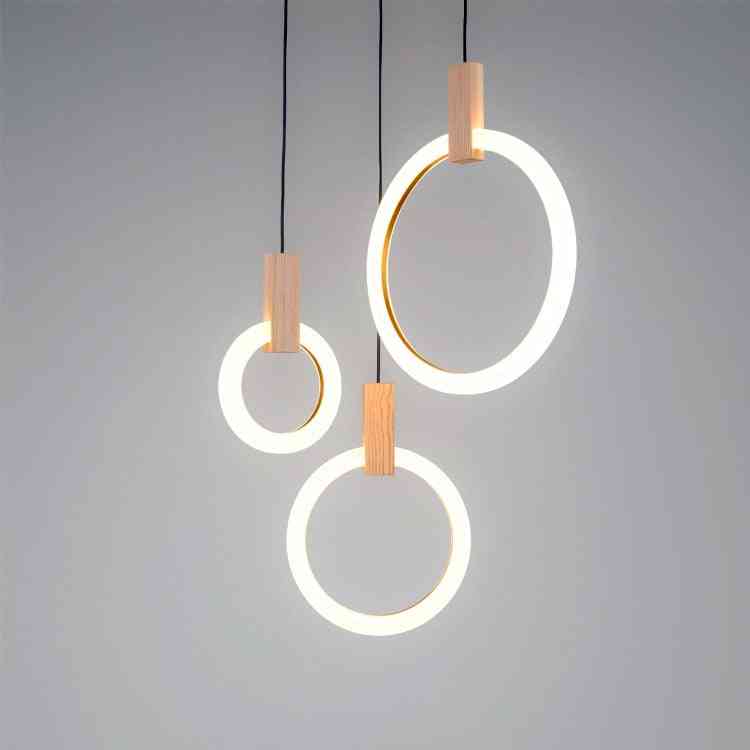 Modern Led, Ceiling Wooden, Acrylic Ring & Fixtures Stairs, Hanging Pendant Lamps