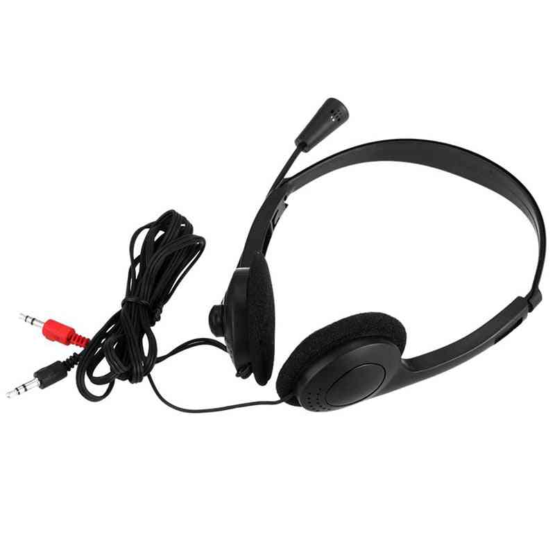 Microphone Adjustable Headband Wired Stereo, Headset Noise Cancelling Earphone