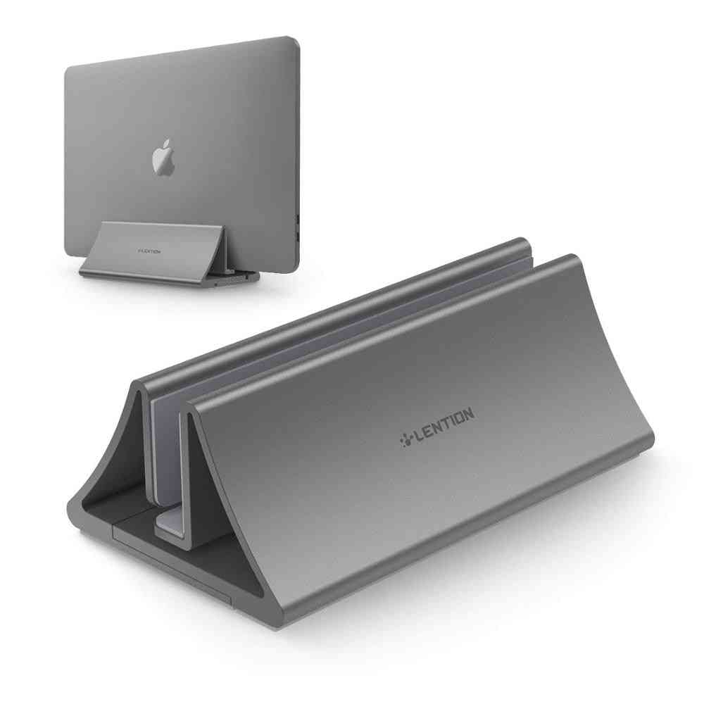 Aluminium ruimtebesparende, verticale desktopstandaard voor ipad pro, chromebook, laptop