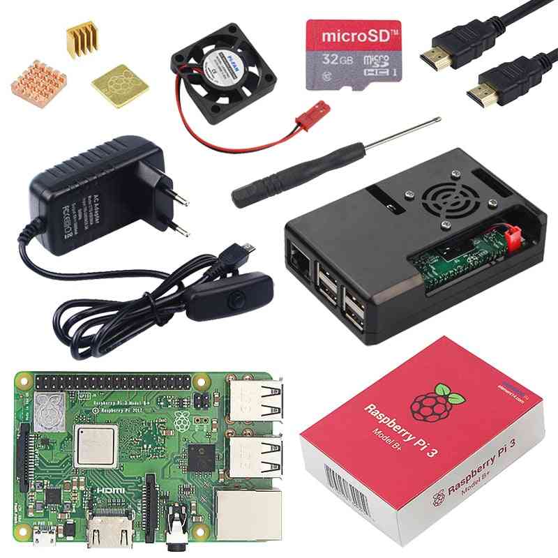 Pi 3-model Wifi & Bluetooth + Abs Case +cpu Fan+3a Power With On/off Switch+ Heat Sink