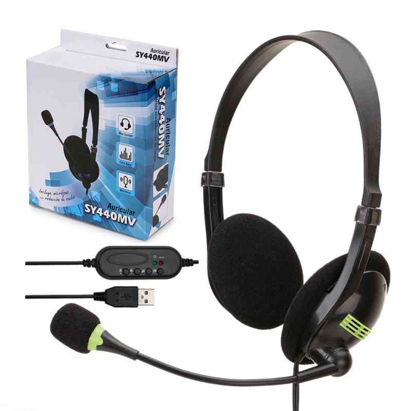 Usb-headset met microfoon, pc-bediening met meerdere toetsen, callcenter, bedrade hoofdtelefoon