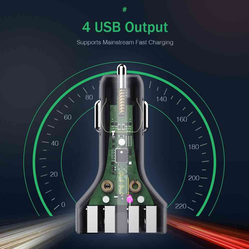 4 יציאות USB מטען לרכב מהיר לרכב עבור סמסונג שיאומי אייפון