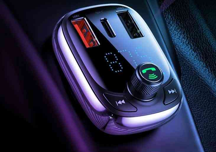 Chargeur de voiture rapide pour téléphone, émetteur fm et kit bluetooth lecteur mp3