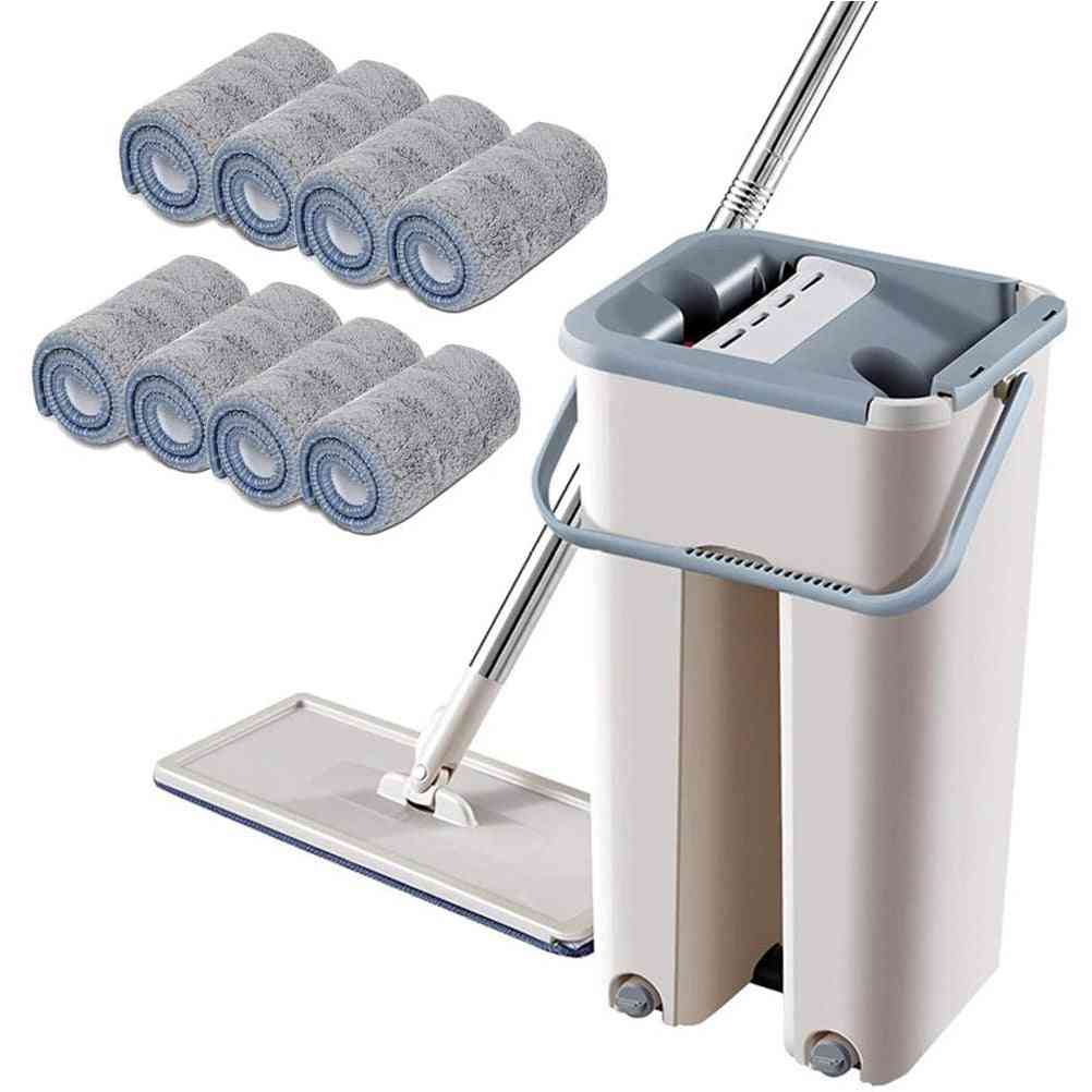 Floor Mop Set Automatic Bucket Avoid Hand Washing Microfiber Cleaning Cloth Flat Squeeze