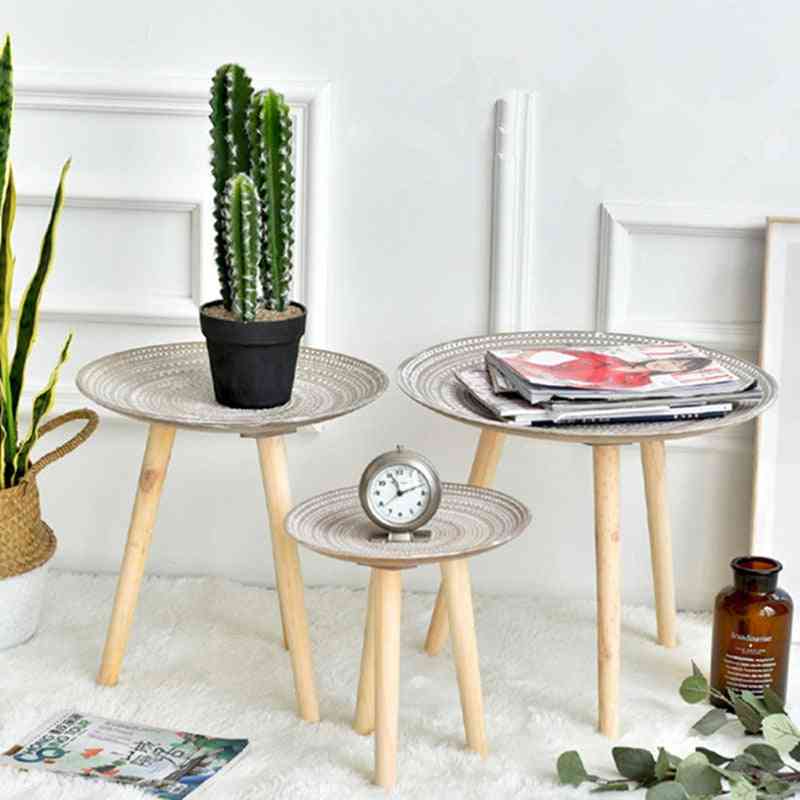 Creative Round Nordic, Wood Coffee , Storage Tea, Fruit Plate, Tray Home Table
