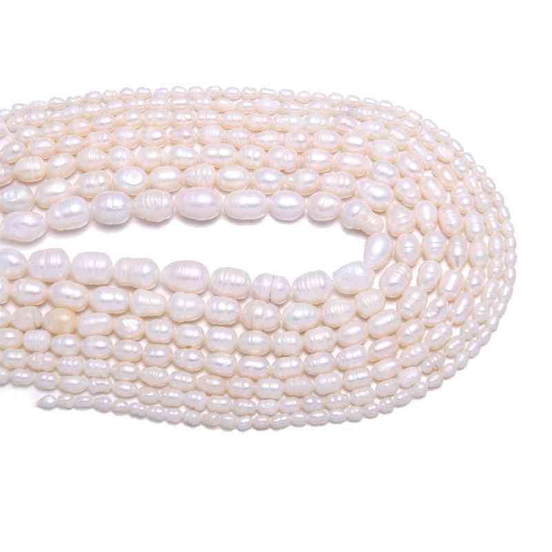 Natural Freshwater Pearl Beads, Rice Shape, Punch Loose Bead For Diy, Elegant Necklace, Bracelet Jewelry Making